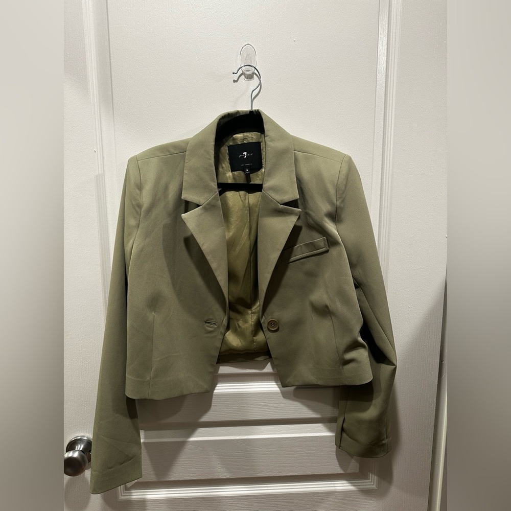 7 for All Mankind Cropped Green Blazer